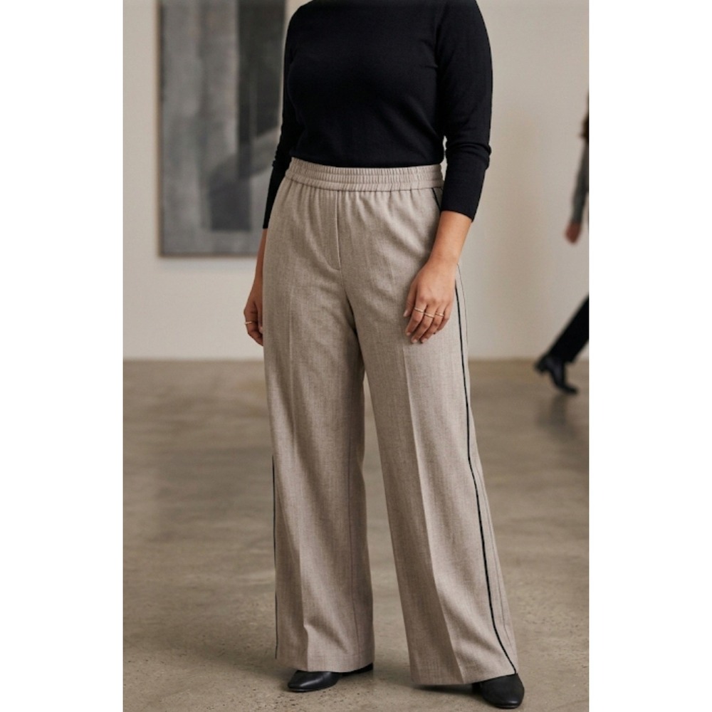 Zac & Rachel Wide Leg Women's Gray Side Stripe Pants With  Size 12P NWT